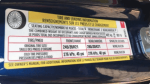 “Tire and Loading Information” sticker